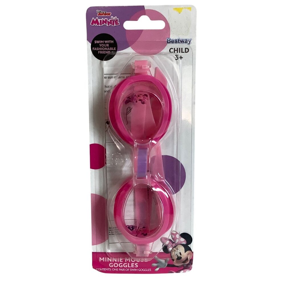 Disney Minnie Mouse Swim Goggles Kid Age 3+ UV Protection Soft Silicone Pink NEW